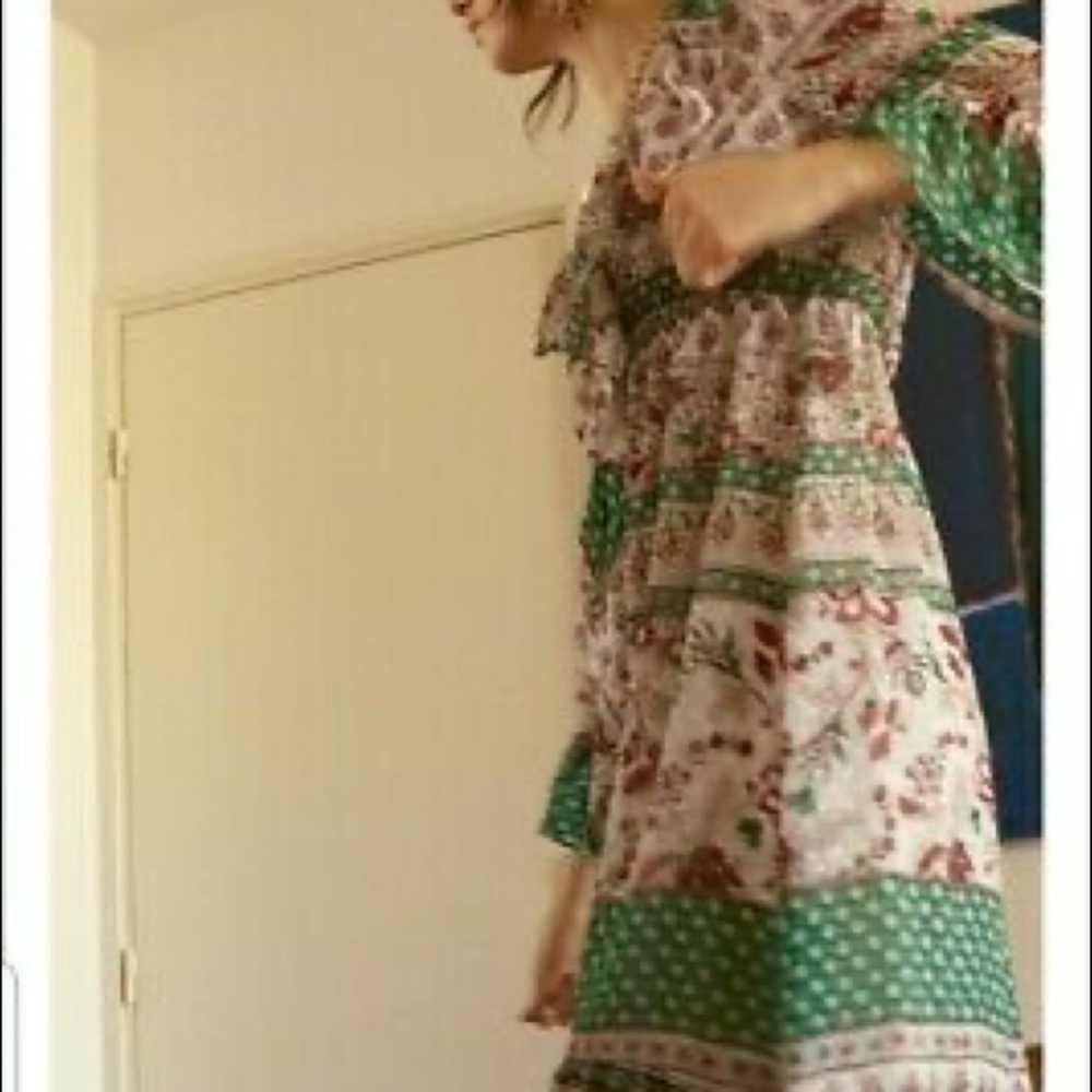 ZARA WOMAN Ruffled Printed Dress